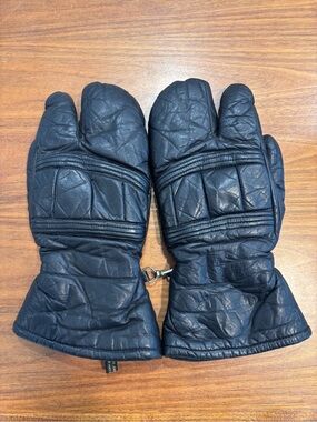 Vintage 70s Olympia Sports 3-Finger Cowhide Leather Trigger Mittens M Japan